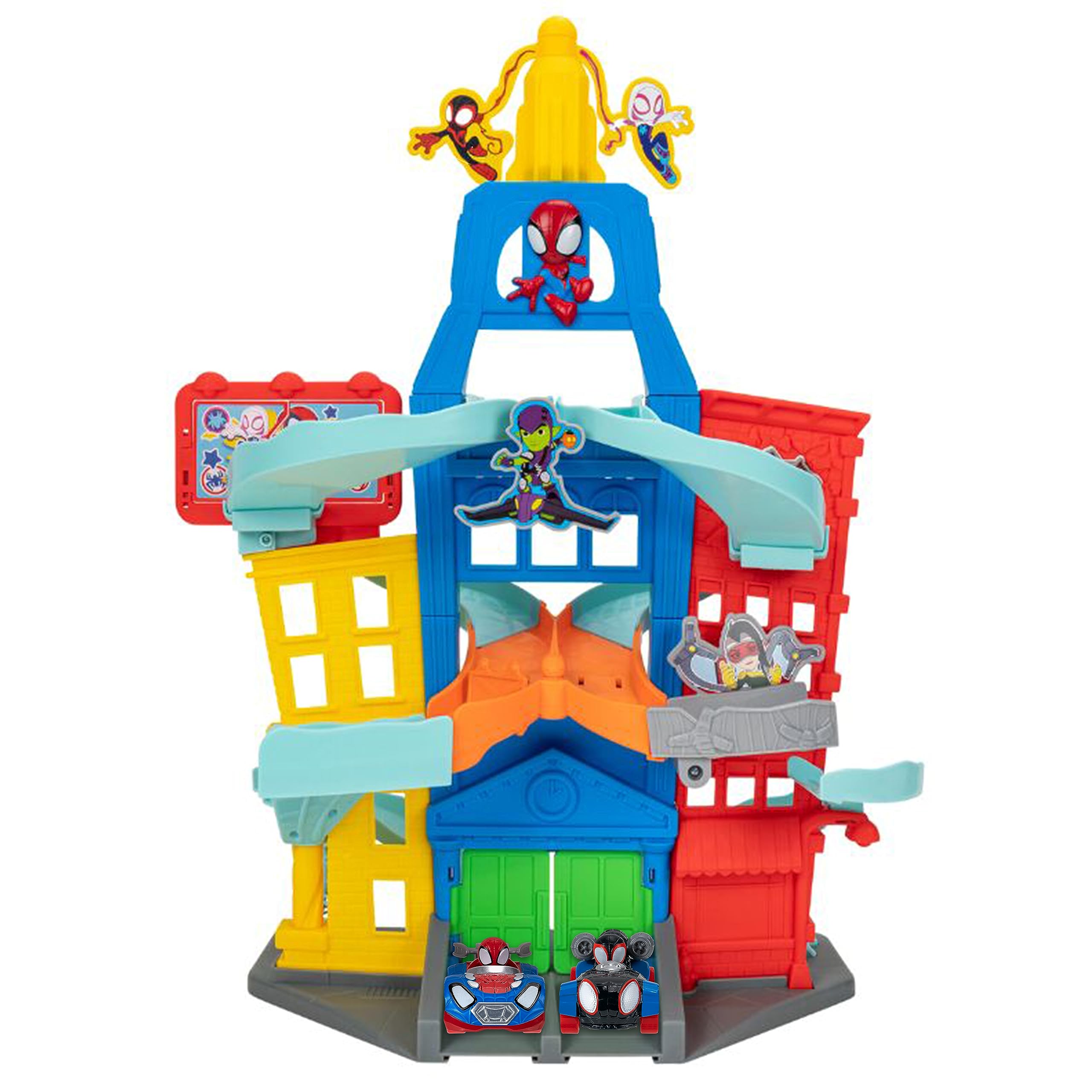 Marvel Spidey and His Amazing Friends City Track Set - 24-Inch Set with Two Excl