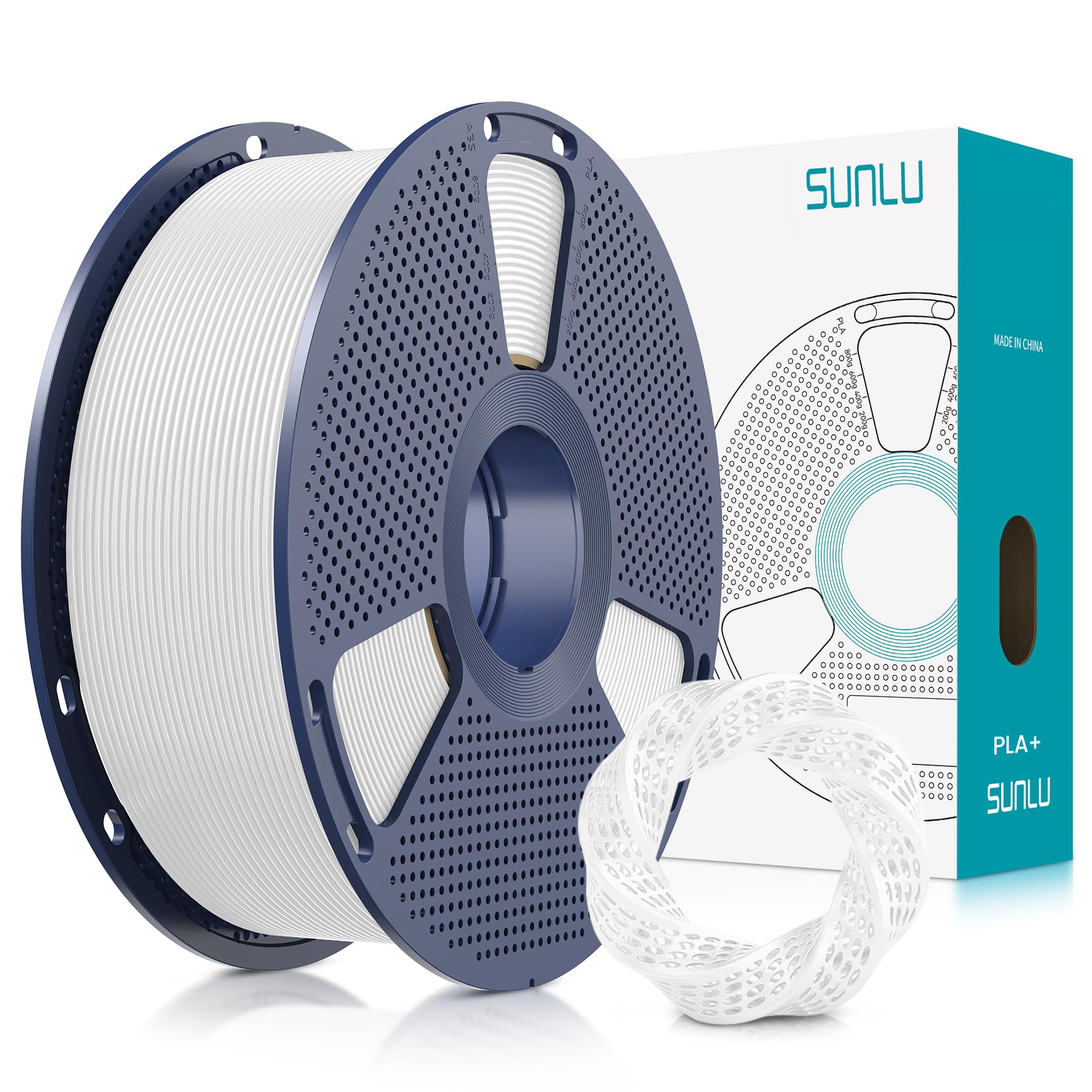 SUNLU PLA+ 3D Printer Filament, Tougher PLA Plus Filament 1.75mm, 1KG White | Up