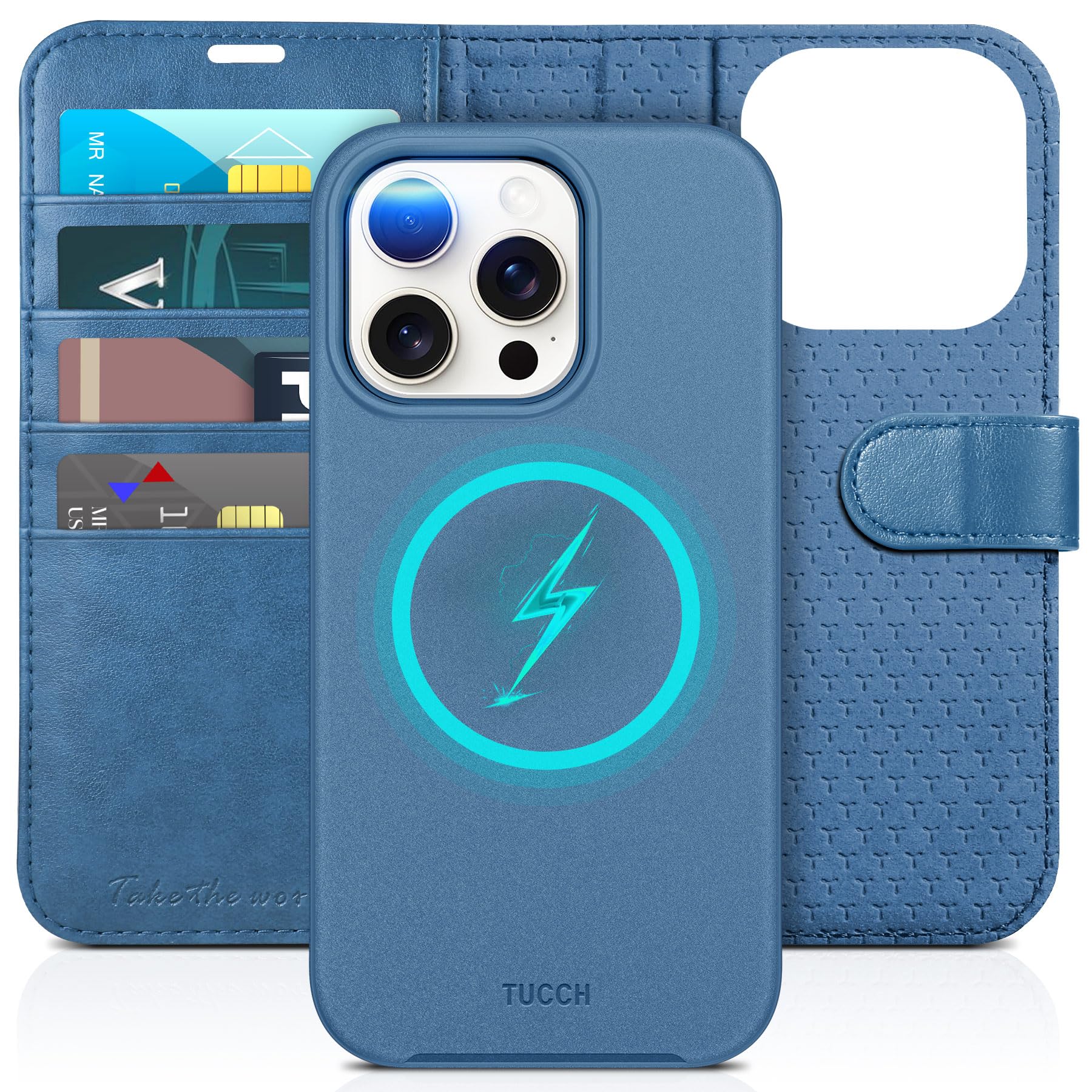 TUCCH Case for iPhone 15 Pro 5G 2023 (6.1 inch), 2-in-1 Blue