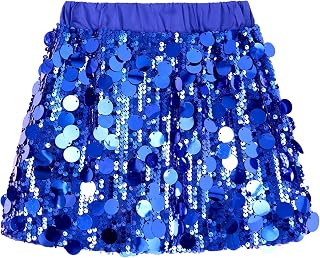 Miipat Glitter Sequin Skirt for Girls Glitter Mini Skirt with Elastic Waist Pencil Skirt for Party