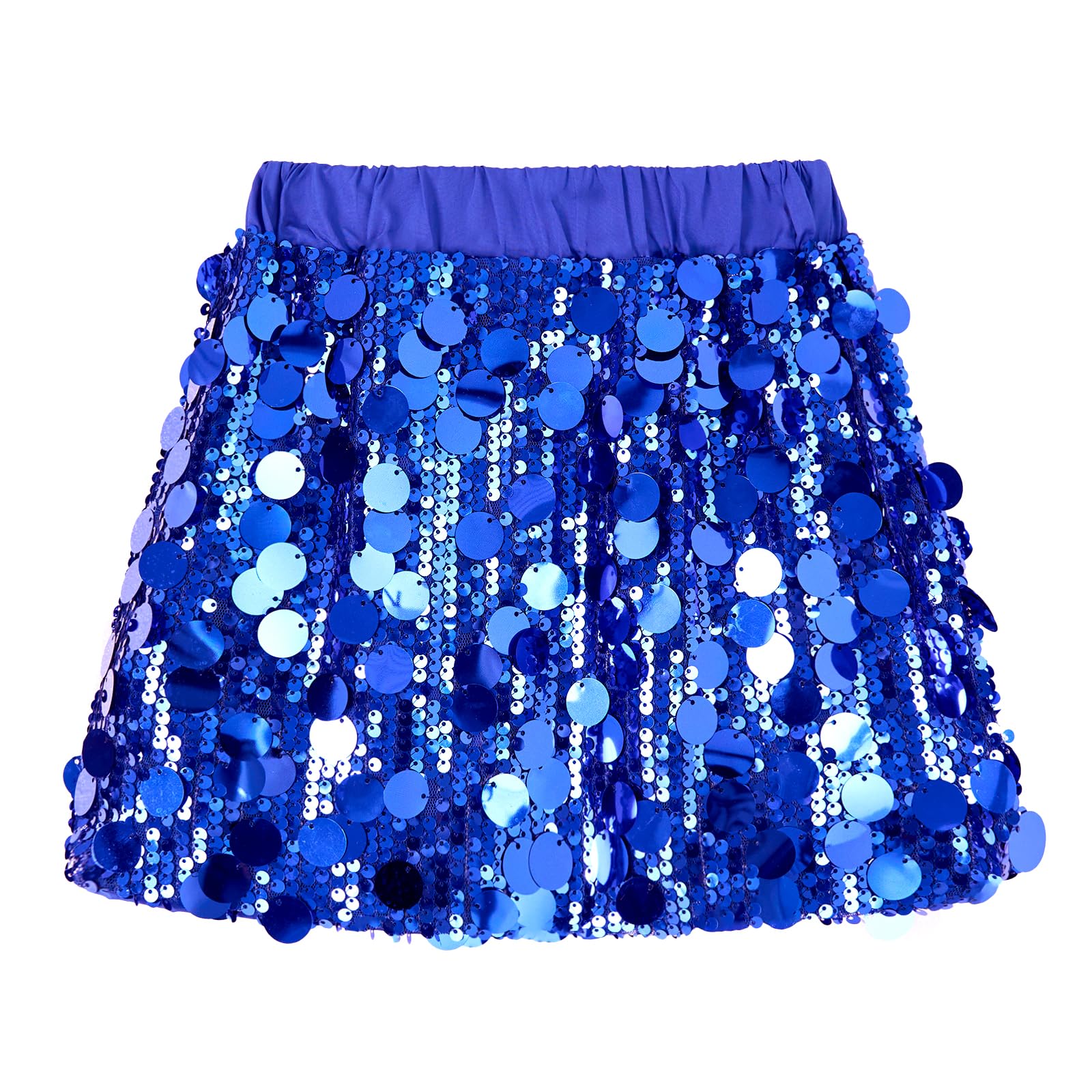 Miipat Glitter Sequin Skirt for Girls Glitter Mini Skirt with Elastic Waist Penc