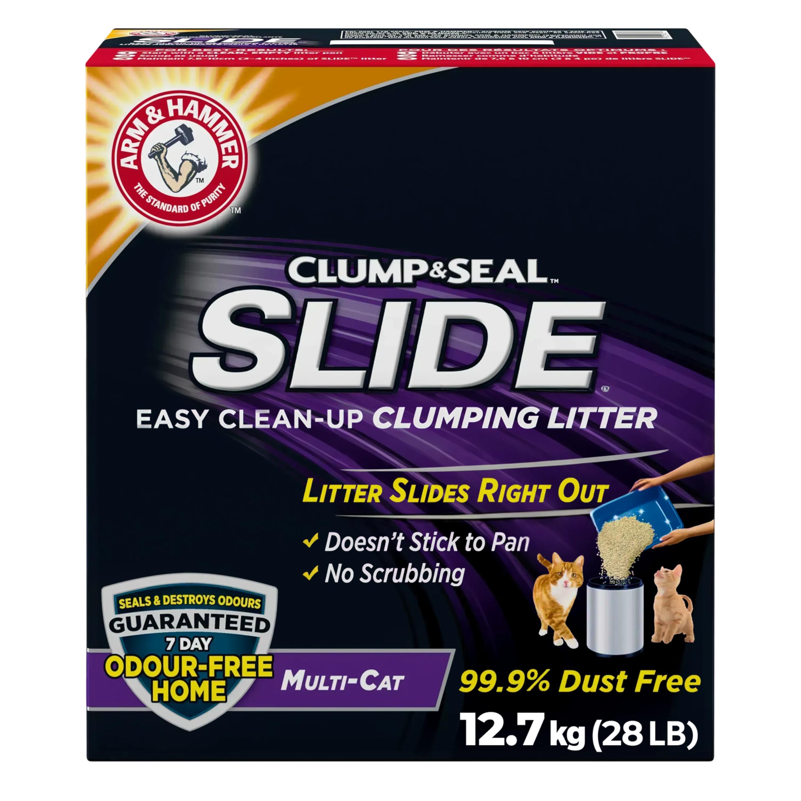 Arm & Hammer Slide Clumping Cat Litter, Multi-Cat, 12.7 kg | Effortless Clean, 7
