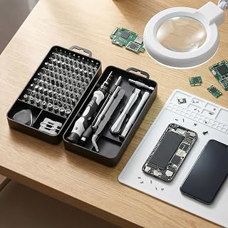 115 in 1B Precision Screwdriver Set, Electronic Repair Tool Kit, Micro Magnetic Tip with Flexible Shaft for Phone, Mac, Computer, Watch, Console, Doorbell