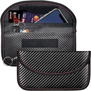 KEYRI 2 PCS Faraday Pouch Faraday Bags RFID Blocker Bags | for Car Security Anti-Theft RFID Car Key Holder Car Safety Protector for Car Keys Mobile Phone and Cards (Black)