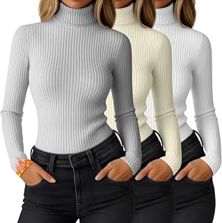 Ficerd 3 Pcs Women's Thermal Jersey High Neck Long Sleeve
