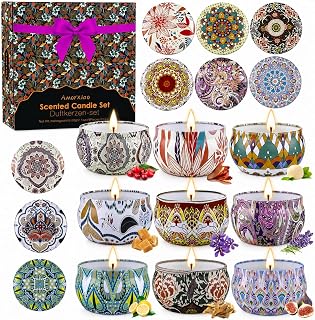 Yming Coffret Cadeau Femme Bougies, 9 Bougies Parfumées Naturelles à la Cire de Soja, Cadeau Femme Anniversaire Noël Saint Valentin、Bogies Aromathérapie pour Maison Bain Yoga