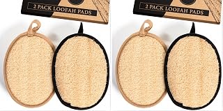 Natural Loofah Pads, 4 Pack - Exfoliating Body Scrubbers for Men & Women
