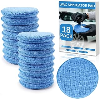 HeatPure 18 Pack Car Wax Applicator Pad 5 Inch, Foam Microfiber Applicator Pad for Car Buffing, Detail Polishing, Tire Shine Applicator, Cleaning and Fine Polishing