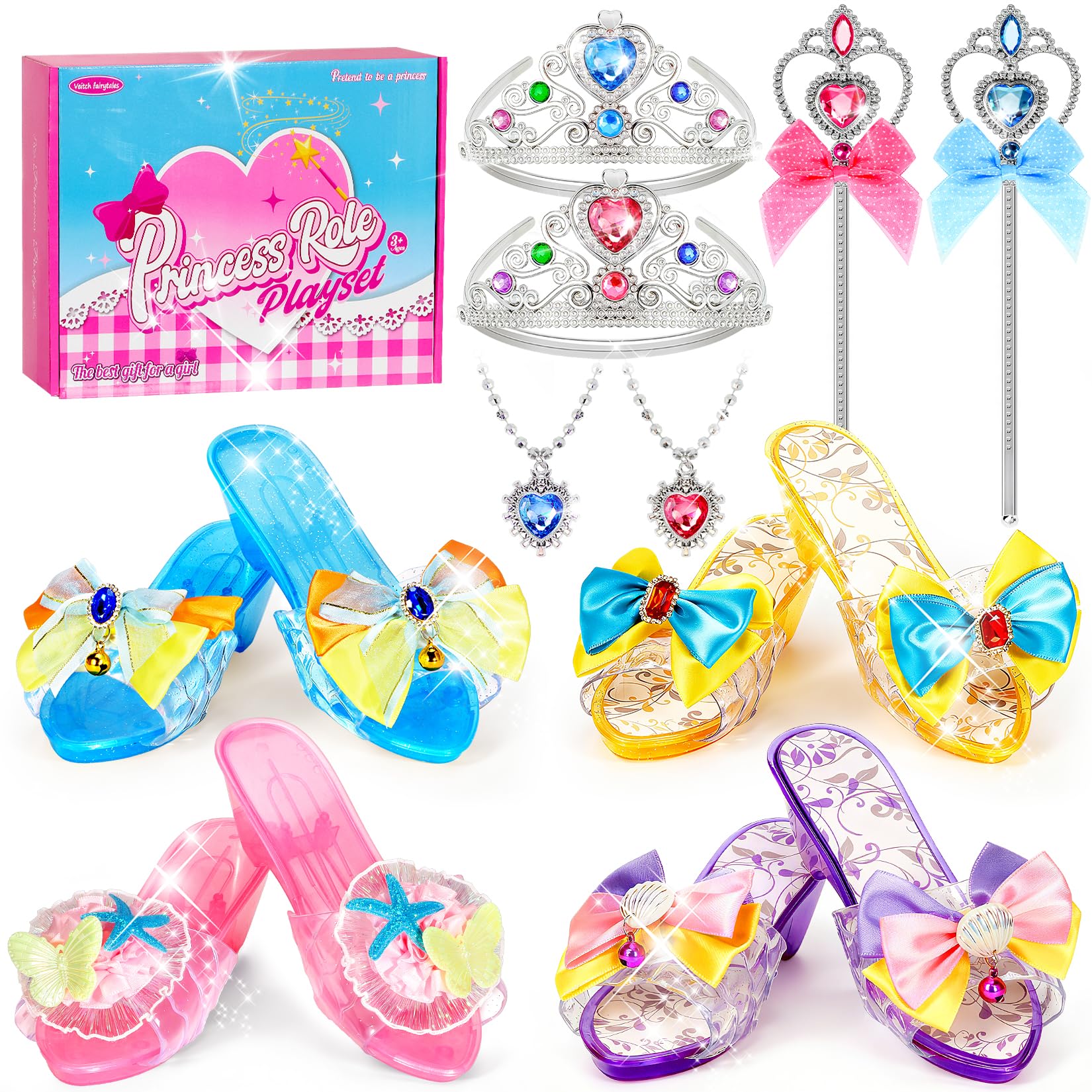 Princess Dress Up Shoes Set, Princess Shoes Toys Gift for Girls Aged 3-6 | Prete