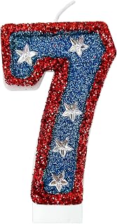 red and Blue Sequined Number Candles American Flag Birthday Number Candles Suitable for Independence Day and American Hero Theme Party Supplies (7)