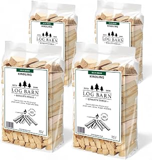 Log Barn Kiln-Dried Kindling Wood for Wood Burner – approx 10kg 4 x 15l bag | Bumper pack sticks that ignite quickly in pizza ovens, stoves & open fires; ideal home, garden, trade & camping use