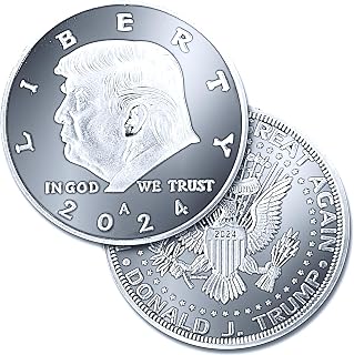 Aizics Mint Donald Trump Silver Coin 2024 with Certificate of Authenticity, President Coin, Trump Coin Collectors, Silver Plated, 38mm x 2mm