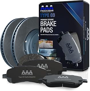 Front Brake Pads and Rotors Kit for GMC Terrain 2010-2017 | Fits GMC Terrain 2010-2017 | Type 03 HydroAdaptive Brake Kit with SC Type Semi-Coated Rotors