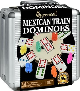Mexican Train Dominoes Set with Wooden Hub, Domino Tile Board Games - Double 12 Dominos Set for Family Game Night for Adults and Kids Ages 8 and up