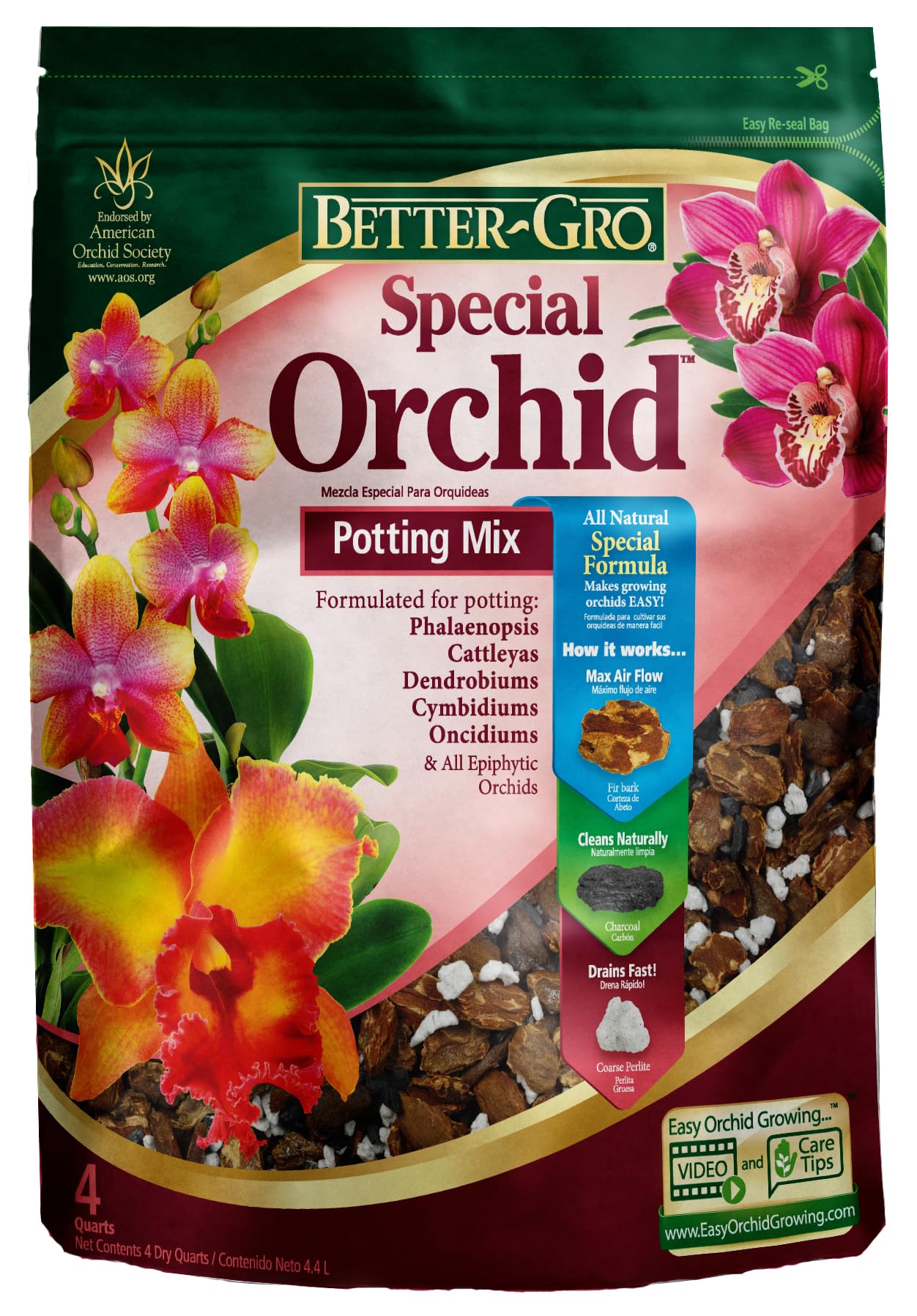 Better-Gro Special Orchid Mix - Orchid Bark Potting Mix - 4 Quarts | Enhanced dr