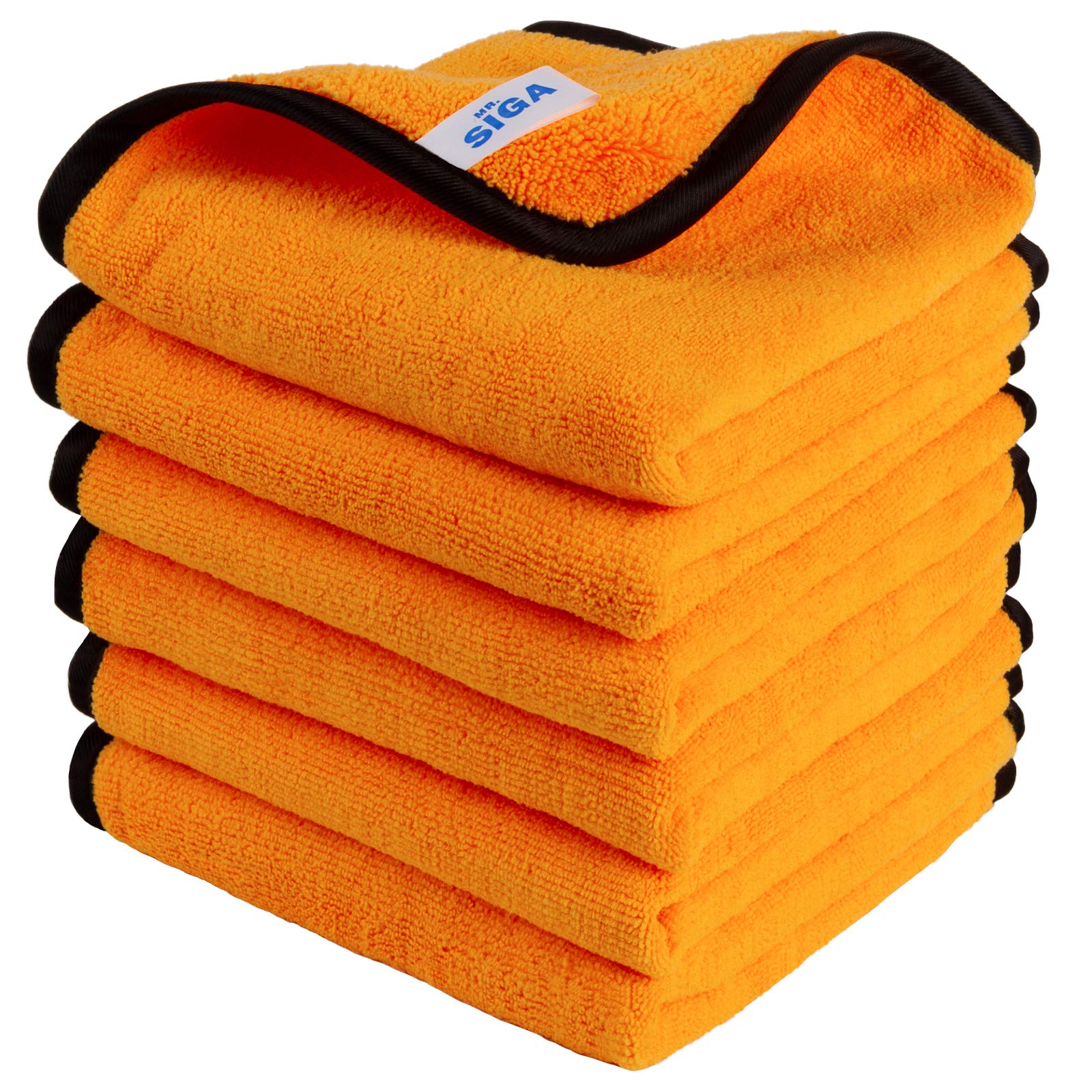 MR.SIGA Professional Microfiber Towels for Cars, Scratch Free, 6 Pack | Dual-sid