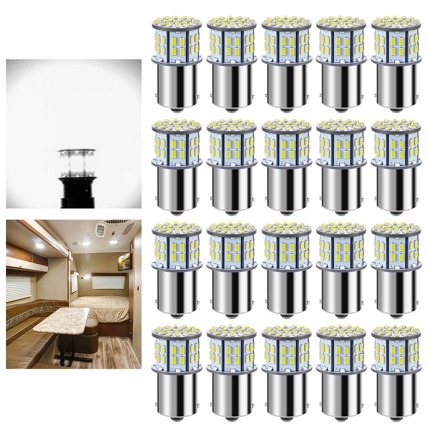 Antline 1156 1141 1003 7506 BA15S LED Bulbs Xenon White 20-Packs, Super Bright 3