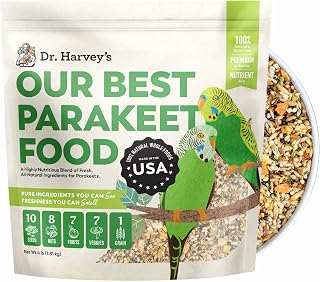 Dr. Harvey's Our Best Parakeet Food, Wholesome Seeds, Nuts, Fruits, and Vegetable Bird Feed for Budgies and Parakeets (4 Pounds/1.81 kg)