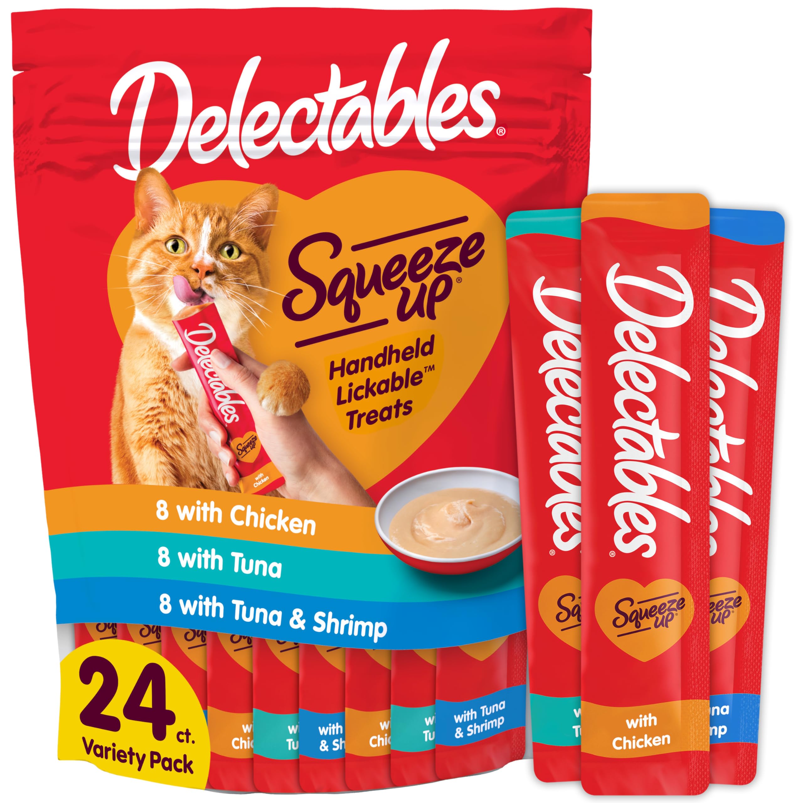 Delectables Squeeze Up Variety Pack, Creamy Squeezable Puree, Lickable Wet Cat T