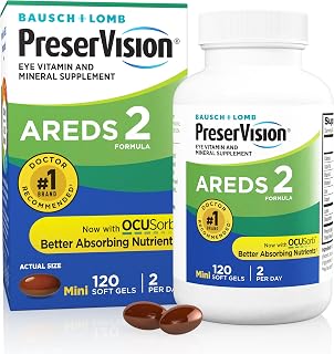 PreserVision AREDS 2 Eye Vitamins Lutein Supplement 120 Softgels | Macular support* Vitamins, #1 eye doctor recommended brand1, lutein & zeaxanthin, vitamin C,E, zinc,copper, minigels, seniors