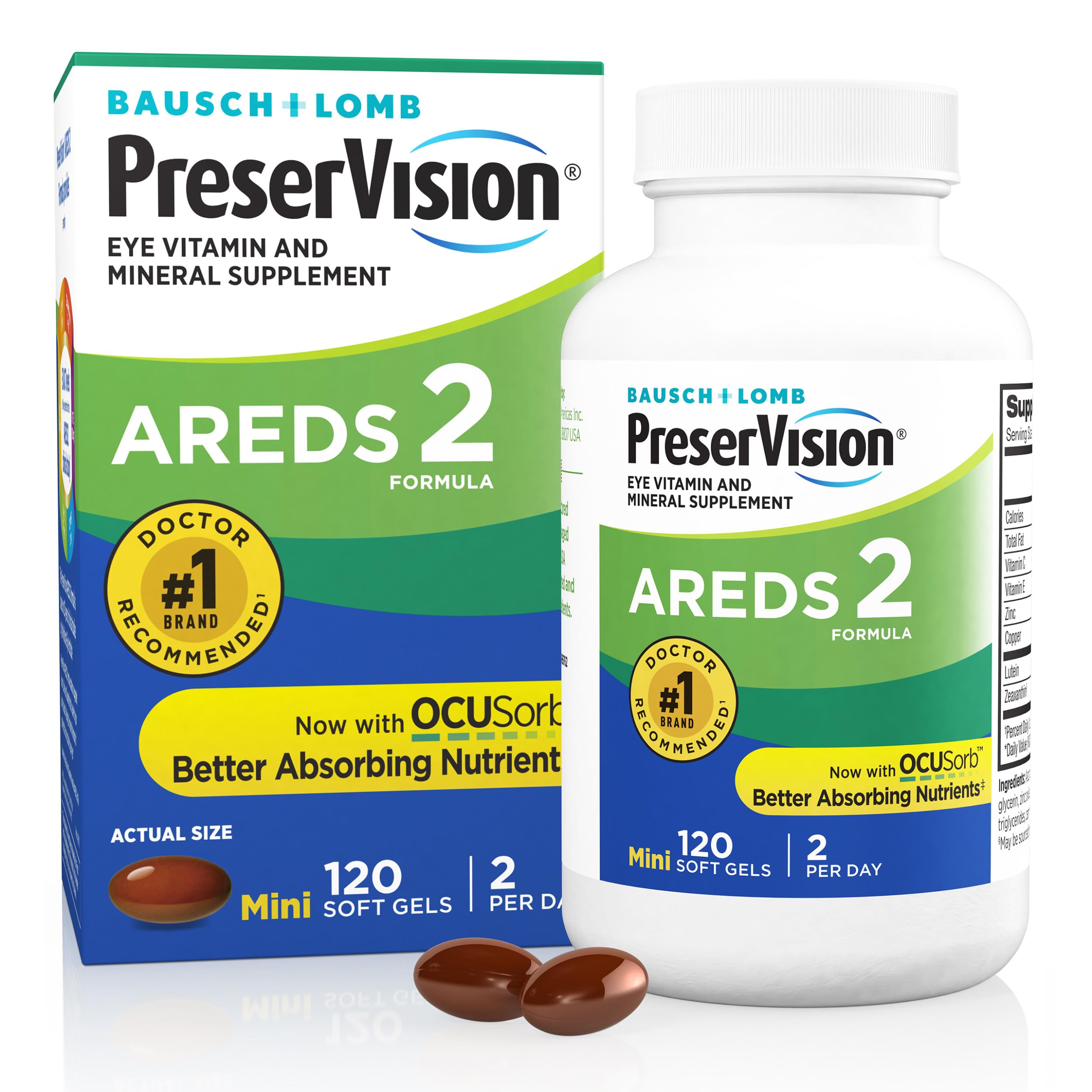 PreserVision AREDS 2 Eye Vitamins Lutein Supplement 120 Softgels | Macular suppo