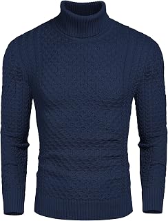 COOFANDY Men's Slim Fit Turtleneck Sweater Casual Knitted Pullover Sweaters