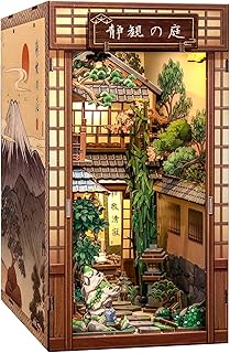 CUTEBEE Book Nook Kit - DIY Miniature House 3D Puzzle Craft for Adults | Japanese Zen Garden Booknook, Bookshelf Insert Decor Gift, Relaxing Hobby Project, 260 PCS Dollhouse(Serene Courtyard)