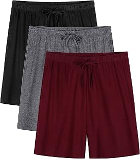 3 Pack Mens Pajama Shorts Ultra Soft Lightweight Sleep Bottoms
