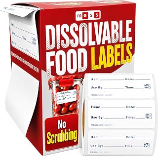 Dissolvable Food Labels - 1x2 in 200/Roll - Canning Supplies & Freezer Use | Wash away under any water temperature - no sticky residue
