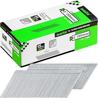 meite 15 Gauge Angled Finish Nails 2 Inch 34 Degree Galvanized 2,000PCS | For 15GA Pneumatic Cordless Finish Nailers Gun, Small Head Angled Finish Nails for Tight Corners Cabinets Baseboards Trim
