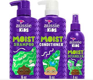 Aussie Kids Hair Care Bundle Set Including: Shampoo (16 Fl Oz), Conditioner (16 Fl Oz) &amp; Detangler Spray (8 Fl Oz), Paraben- Freem Sulfate-Free, Dye-Free, Cruelty-Free, Tangle-Free Styling