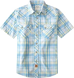 Dubinik® Pearl Snap Western Shirt for Men Short Sleeve 2 Sawtooth Pocket