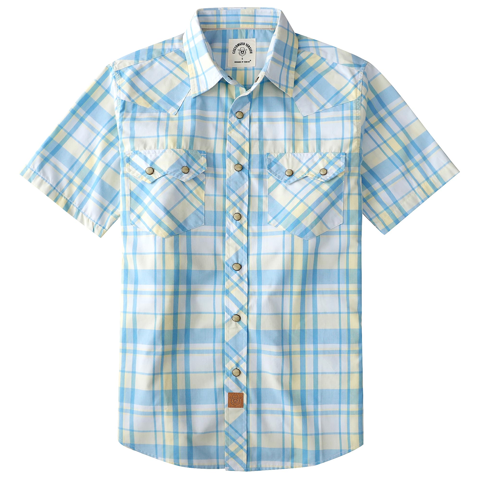 Dubinik® Pearl Snap Western Shirt for Men Short Sleeve 2 Sawtooth Pocket