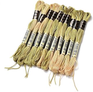 10 Skeins Dark Khaki Embroidery Floss 0.5mm Polyester 6 Ply Embroidery Thread for Cross Stitch Friendship Bracelets 8 Meters