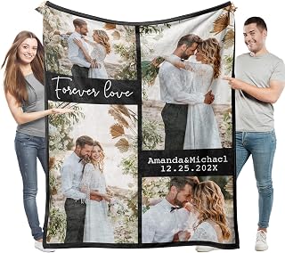 Easycosy Personalized Photo Blankets for Couples Gifts Custom Picture Throw Blanket Wife Husband Valentines Wedding Anniversay Ideas Customized for Her Him