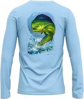 Made in USA Fishing Shirts for Men Long Sleeve Lightweight Dri Fit UPF 40+ Sun Protection Quick Dry Running Hiking Tshirts