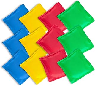 Super Z Outlet Nylon Cornhole Bean Bags Toy Set Sack Hand Toss Games Weights for Kids (5" x 5" Assorted Colors)