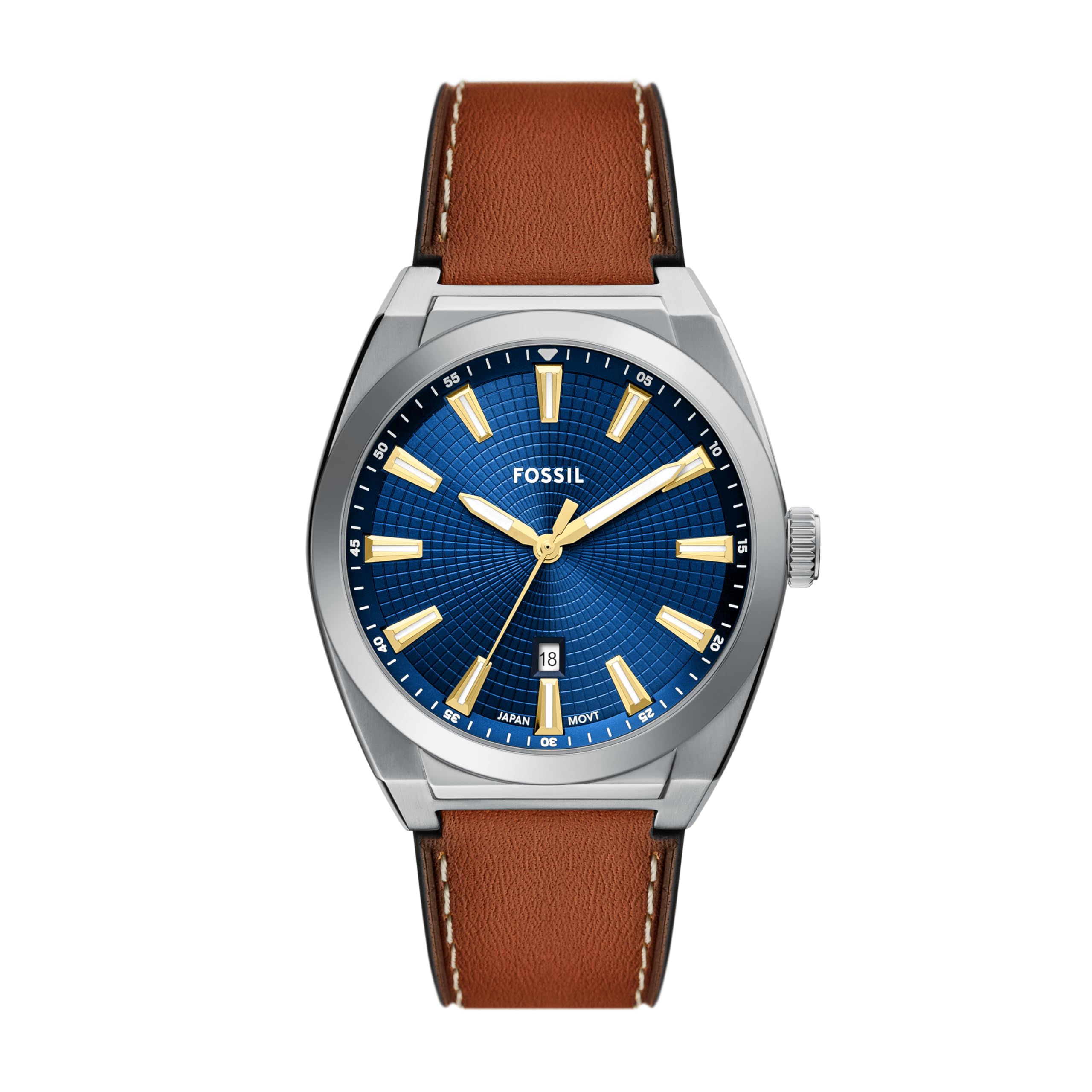 Fossil Men's Everett Quartz Stainless Steel Three-Hand Watch, Color: Silver (Mod