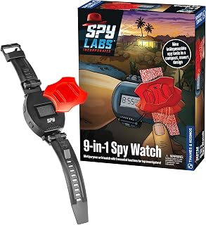 Thames & Kosmos Spy Labs: 9-in-1 Spy Watch | Time, Date, Alarm Clock, Stopwatch, Magnifying Glass, Secret Message Tools & More| Essential Gadget from The Detective Gear Experts for Young Investigators