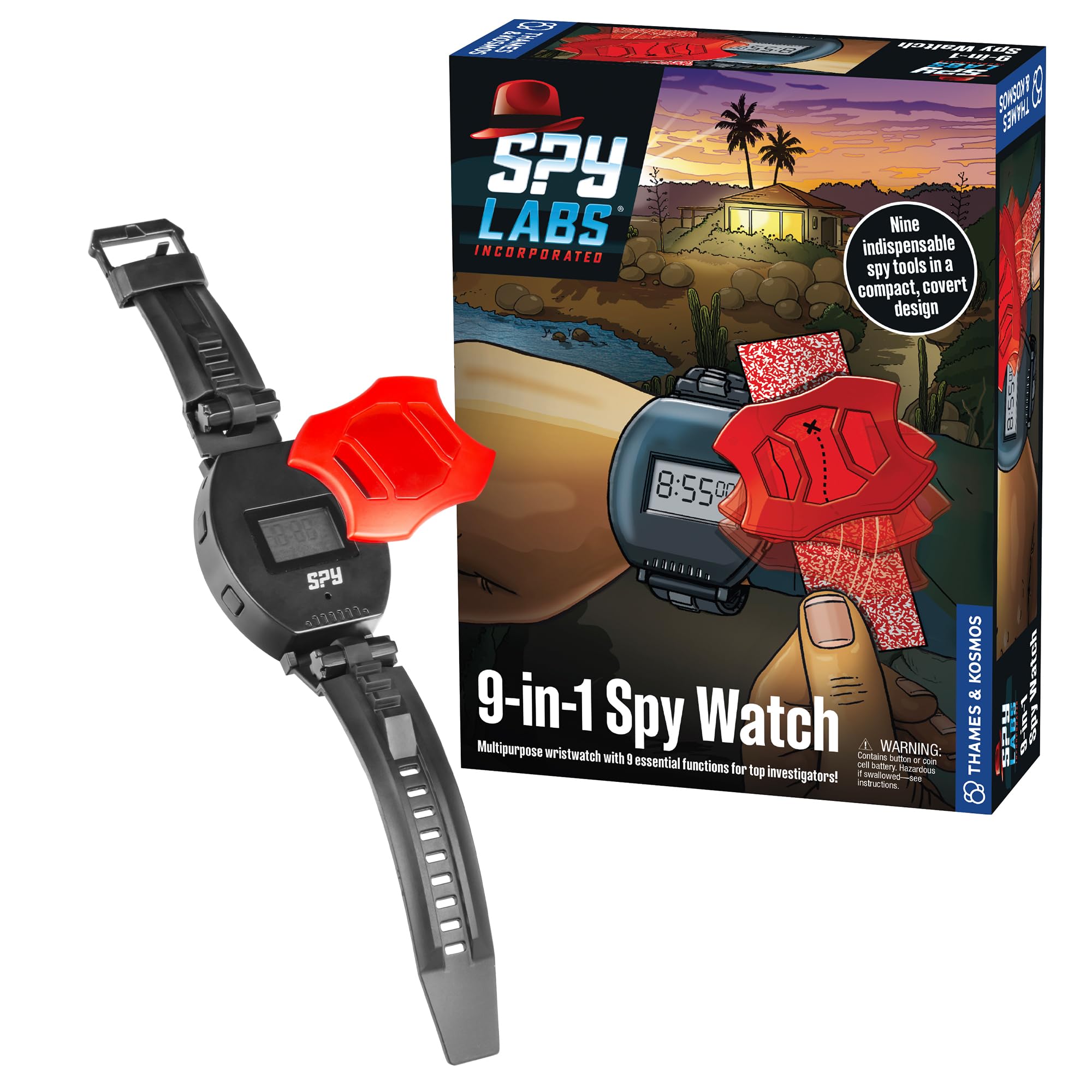 Thames & Kosmos Spy Labs: 9-in-1 Spy Watch | Time, Date, Alarm Clock, Stopwatch,