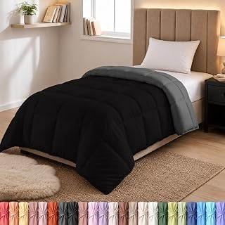 Utopia Bedding Duvet Insert, Twin Comforter 64 x 88 Inches, Black/Grey