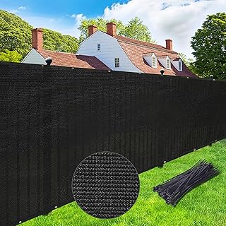 UPGRADE Privacy Screen 6' x 50' Fence Commercial Shade Cover with Brass Grommets Heavy Duty Perfect for Outdoor Back Yard, Black, Customizable