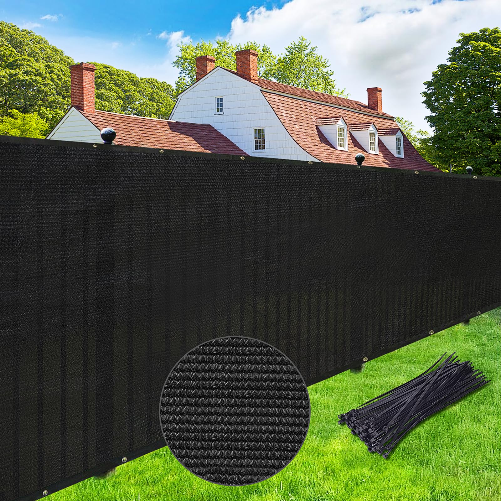 UPGRADE Privacy Screen 6' x 50' Fence Commercial Shade Cover with Brass Grommets