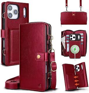Detachable Wallet Case for iPhone 18 Pro Max & 17 Pro Max, Red