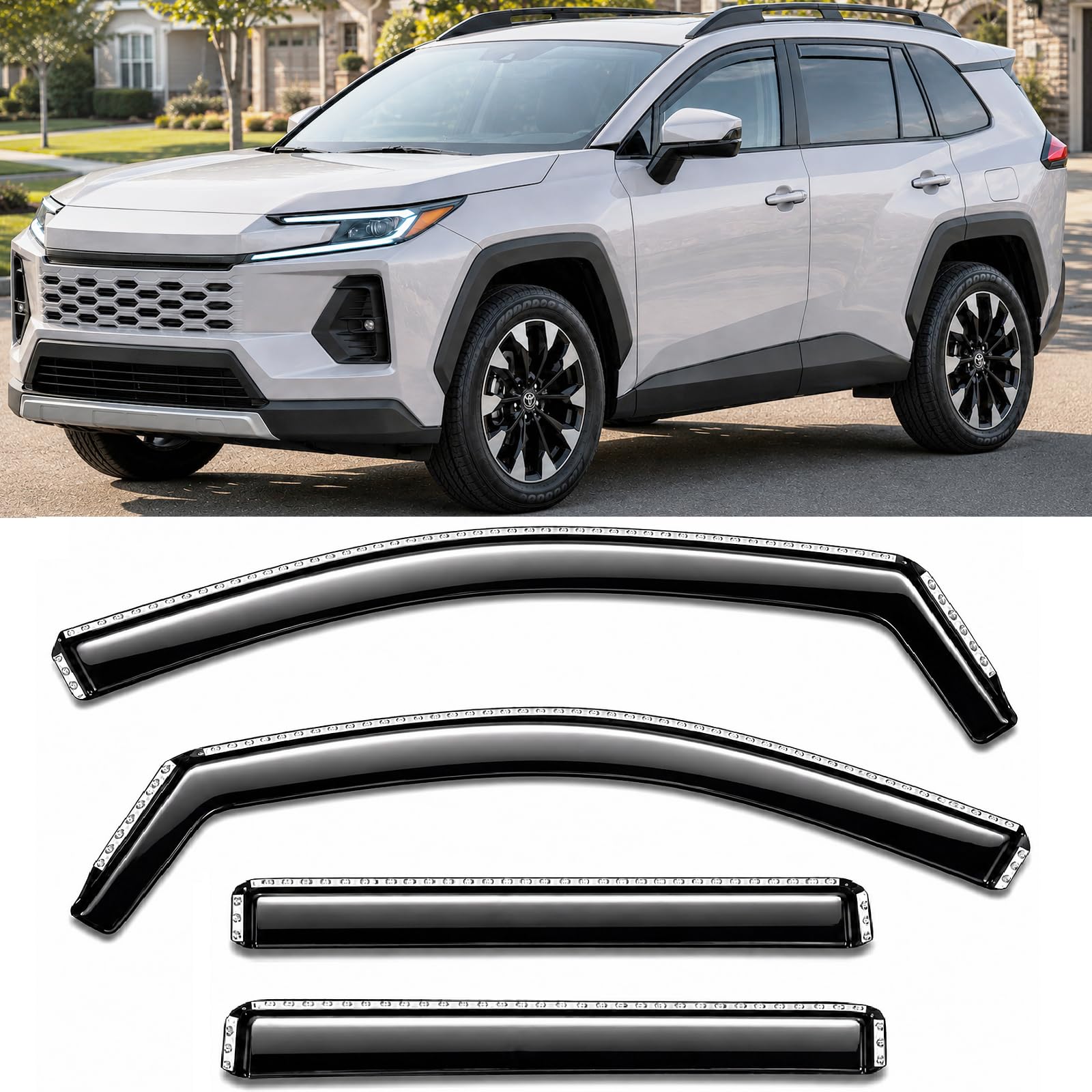 2026 2027 in-Channel Rain Guards Side Window Visor Deflectors for Toyota RAV4 LE