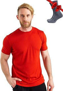 Merino.tech 100% Organic Merino Wool Lightweight Men's Baselayer Thermal T-Shirt + Hiking Wool Socks