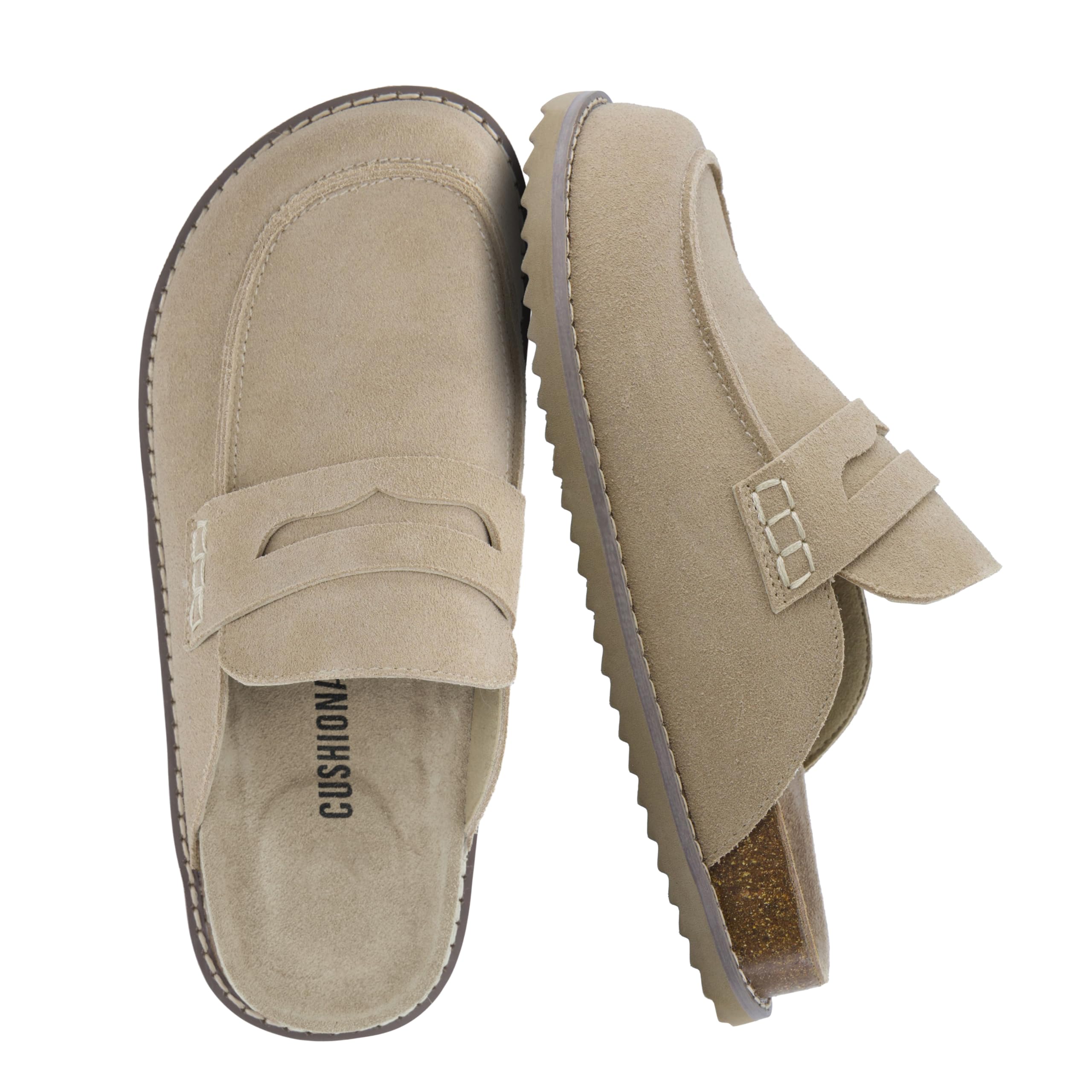 CUSHIONAIRE Zola Women's Penny Clog Mule - Suede slip-on with memory foam, cork 