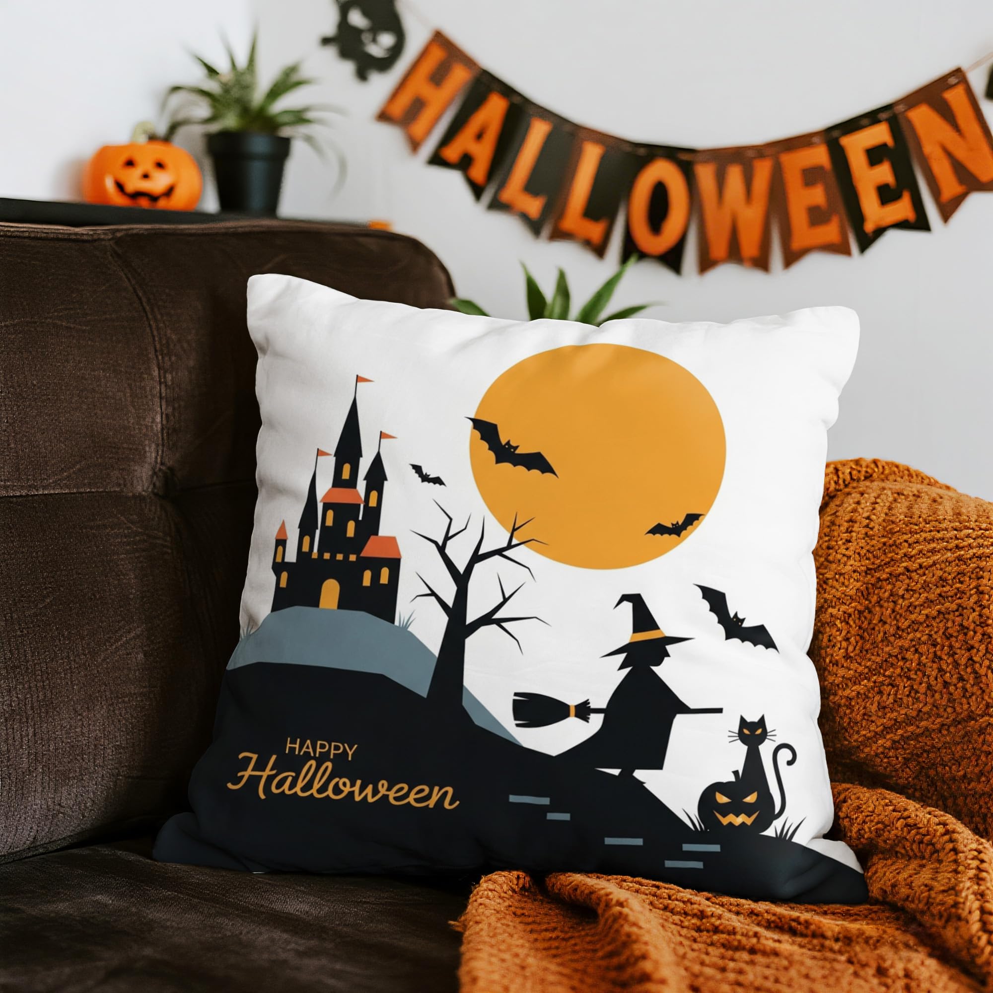 Halloween Pillow Case 18x18 Inches - 1 Throw Pillow Cover for Home Decor & Outdo