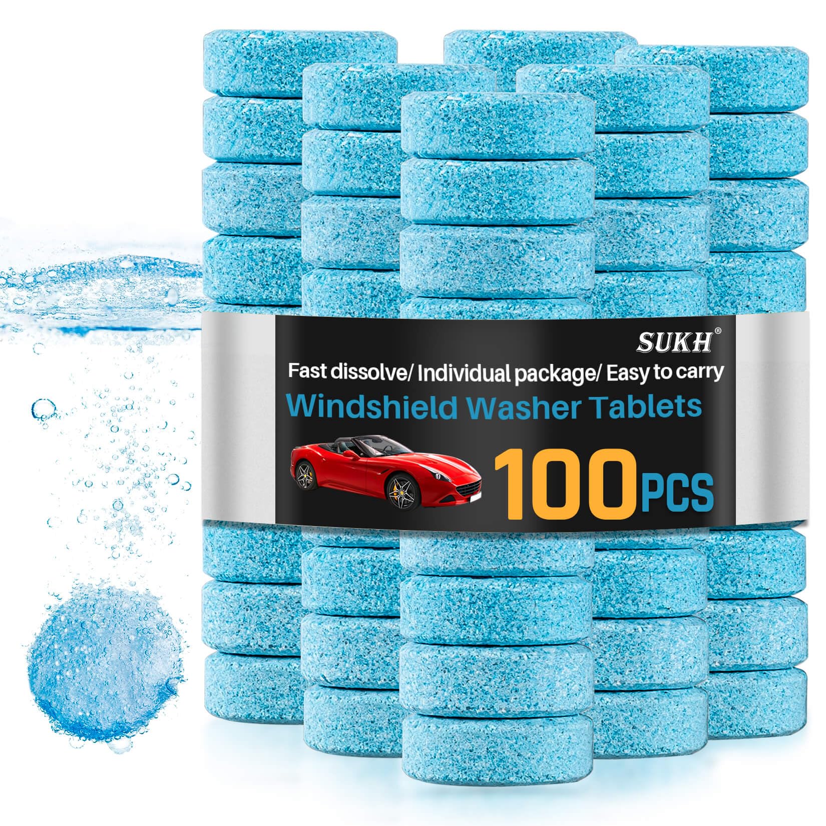 Sukh Car Windshield Washer Tablets - Washer Fluid Tablets Glass Cleaner Concentr