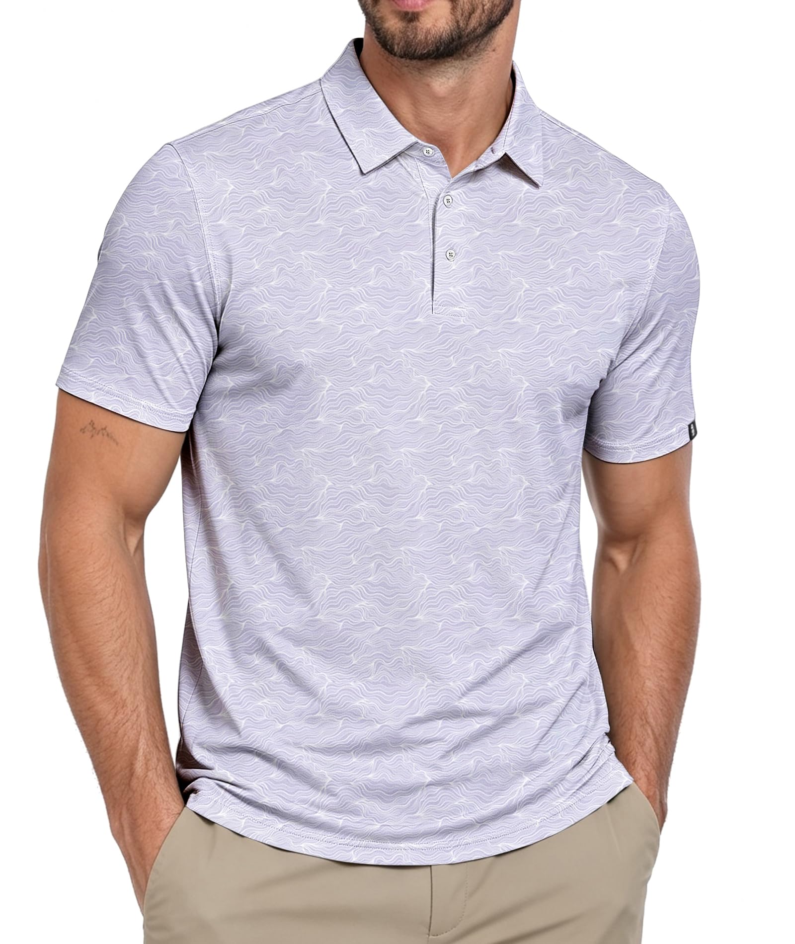 ZITY Golf Shirts for Men Short Sleeve Print Polo Shirt Moisture Wicking Regular 